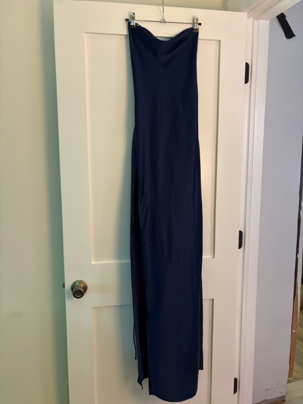 Elegant Navy Strapless Maxi Dress